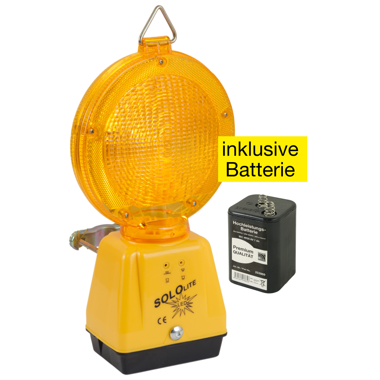 Blinklampe LED gelb/gelb, Sololite mit Batterie